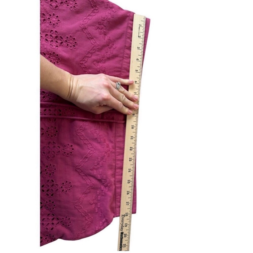 Sundance Bastilla Tiered Pink Eyelet Boho Skirt size L Fuchsia Pink - Picture 5 of 7